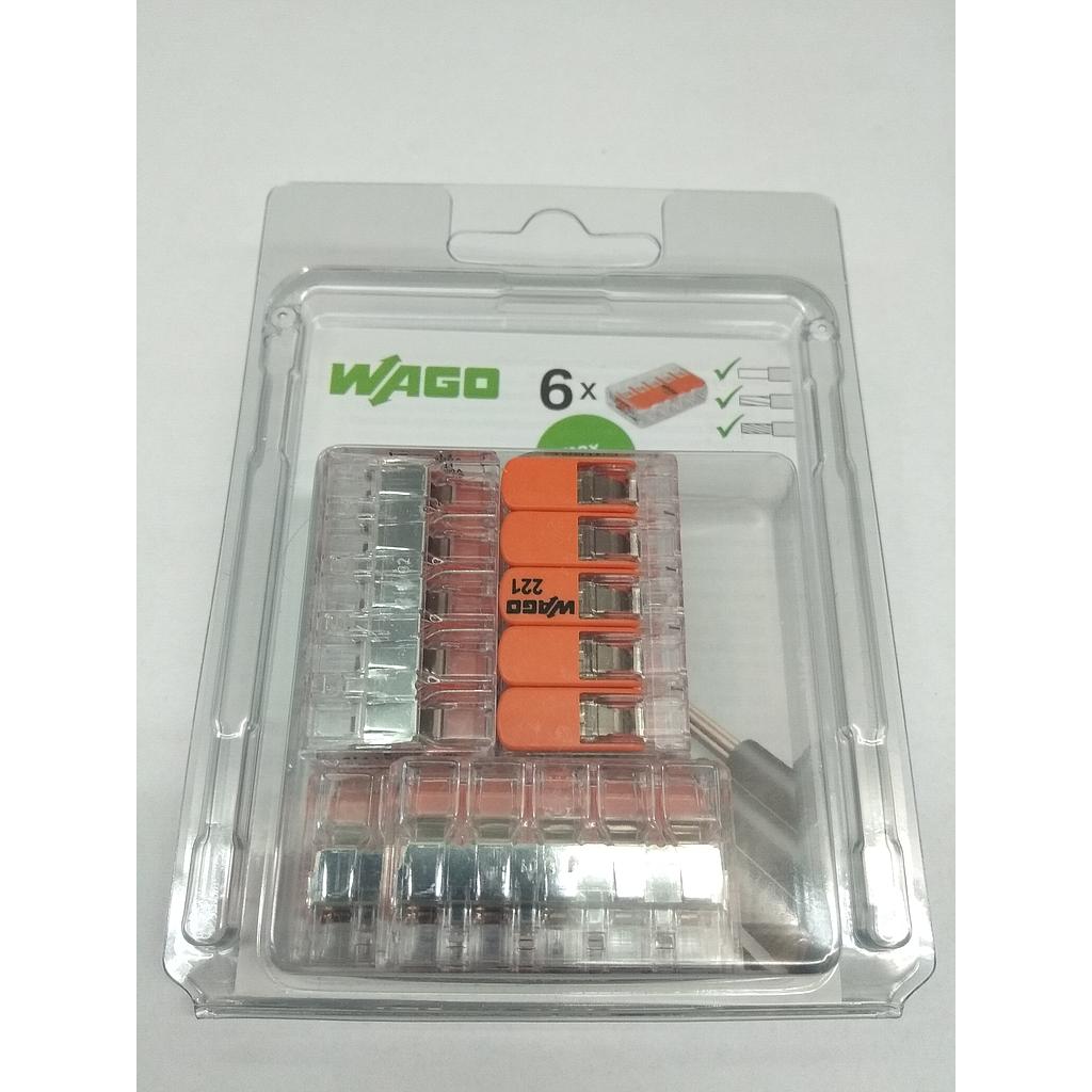 Wago 221, 5 pôles (6mm²) en blister